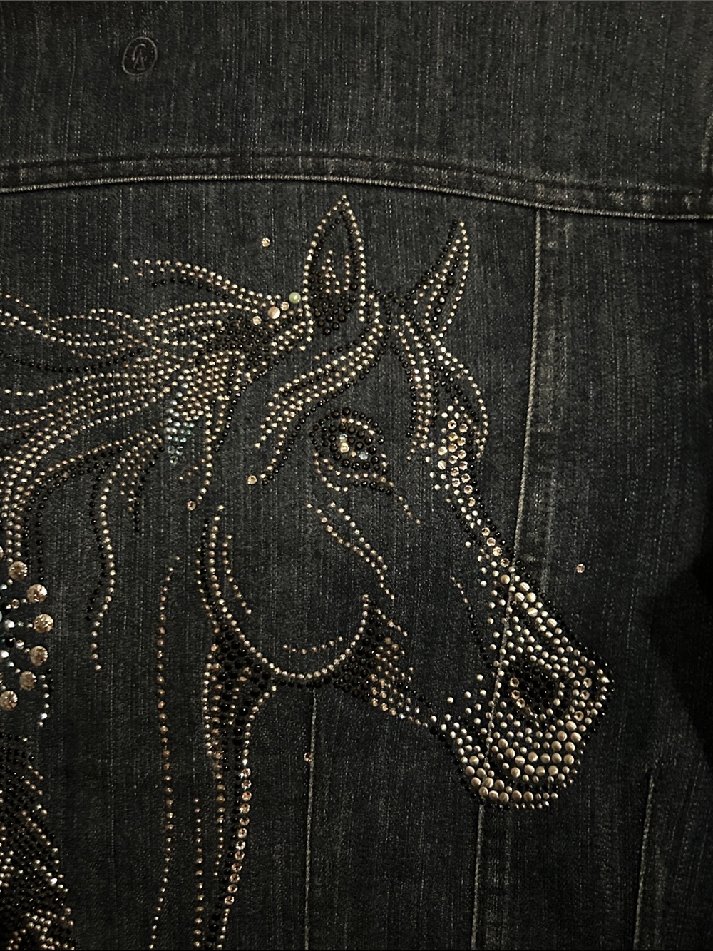 Christine Alexander Dark Blue Denim Jacket with Crystal Accents - Picture 8 of 14